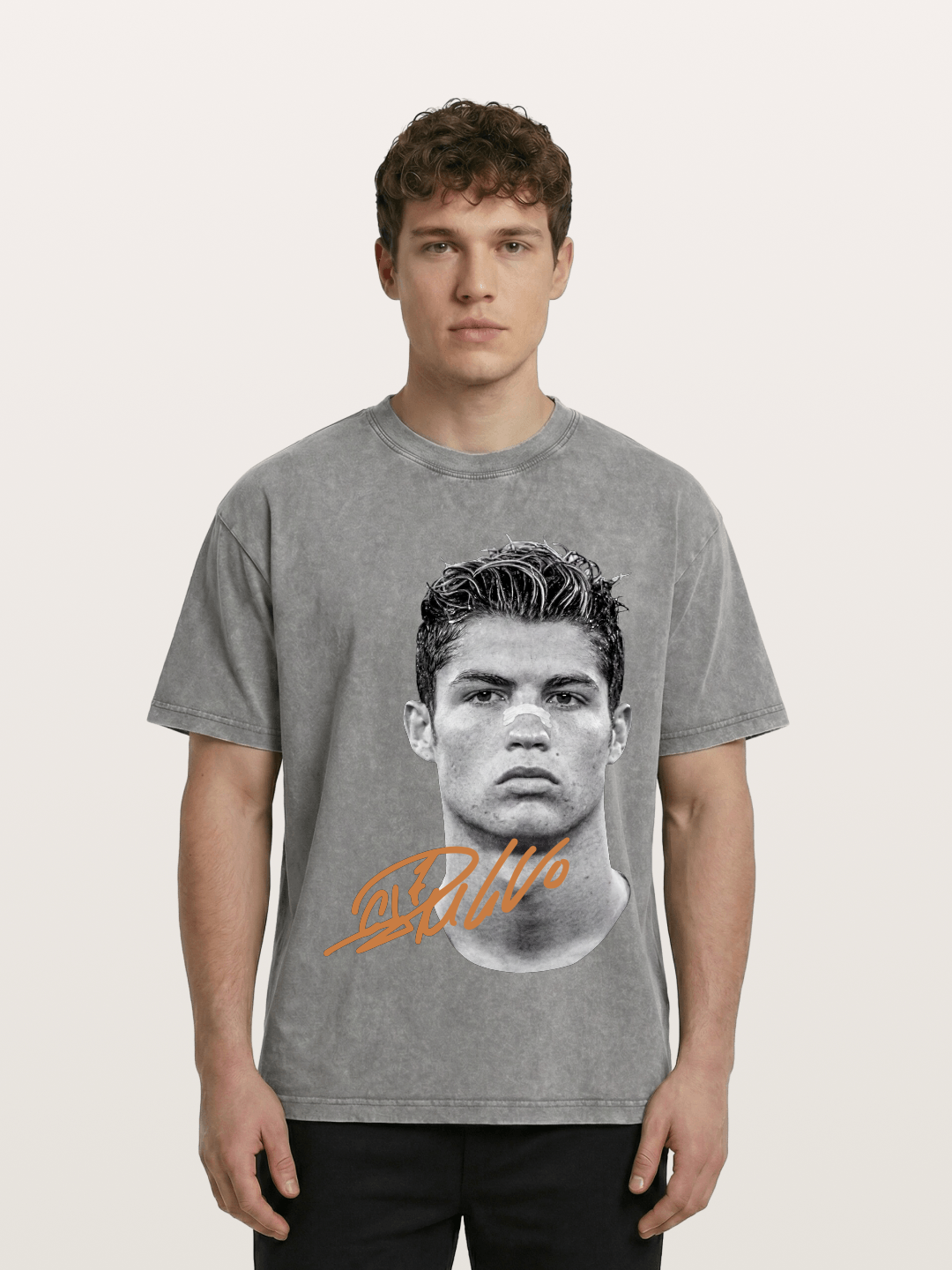 Cristiano Ronaldo Black White Portrait Washed T-shirt