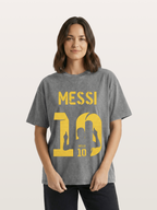 Messi No.10 Gold Silhouette Washed T-shirt