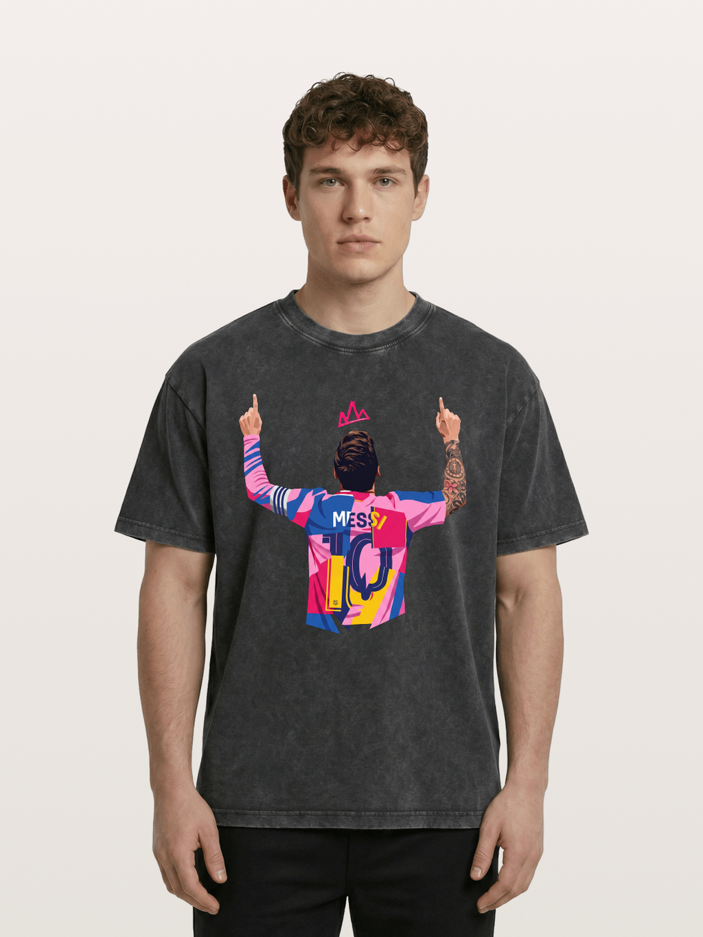 Messi No.10 Celebration Pose Washed T-shirt