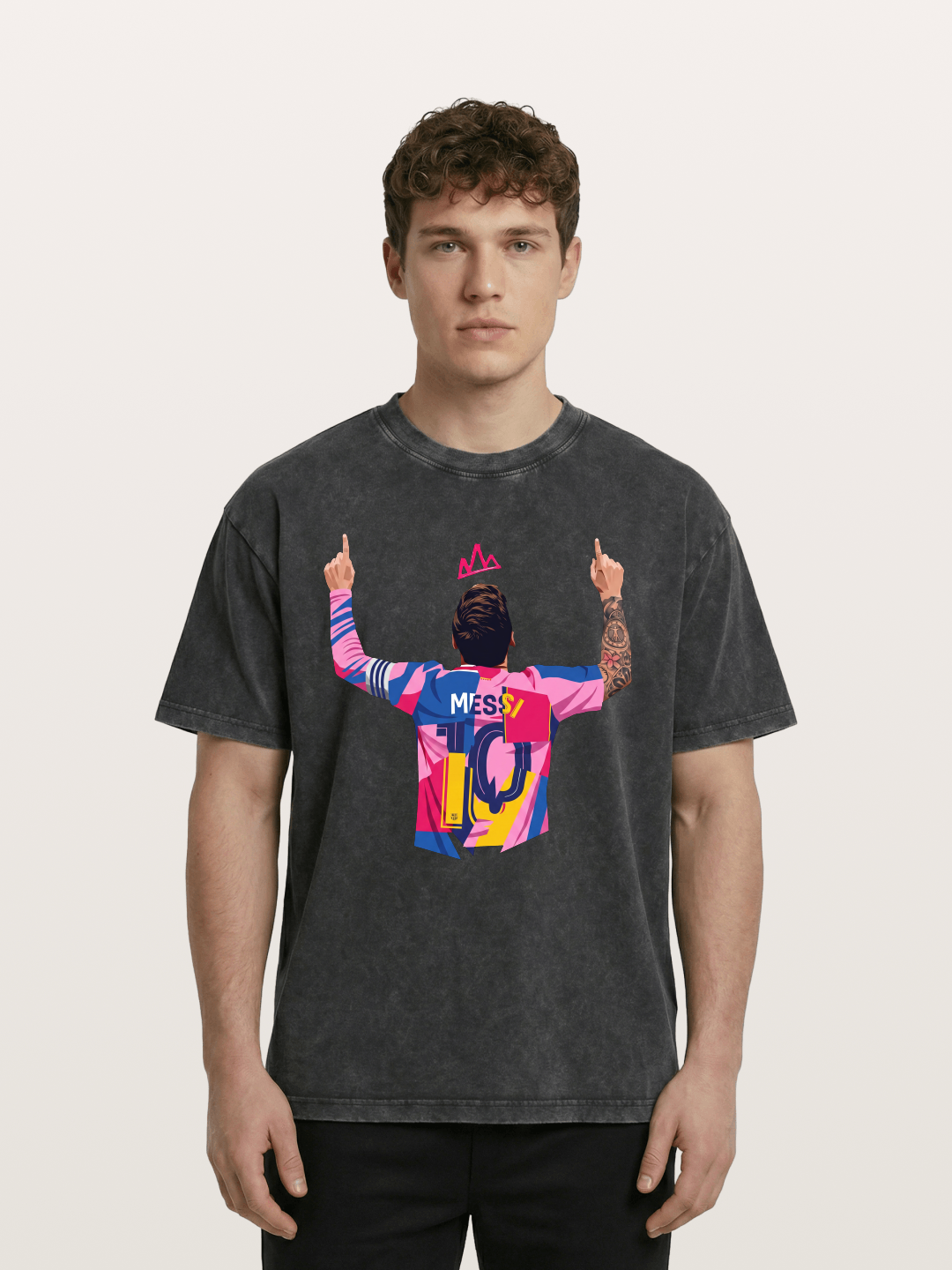 Messi No.10 Celebration Pose Washed T-shirt