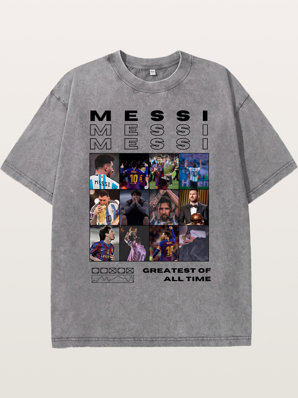 Messi Greatest of All Time Montage Washed T-shirt