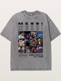 Messi Greatest of All Time Montage Washed T-shirt