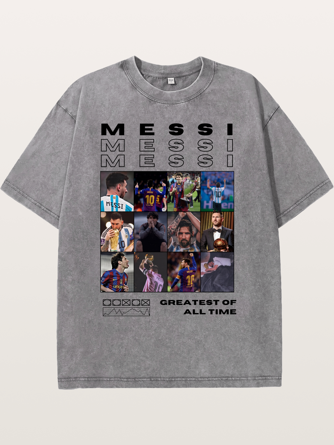 Messi Greatest of All Time Montage Washed T-shirt