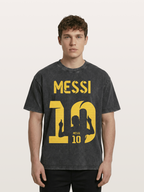 Messi No.10 Gold Silhouette Washed T-shirt