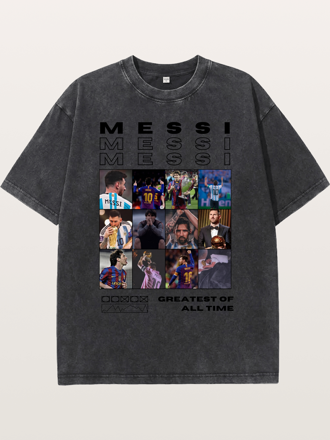 Messi Greatest of All Time Montage Washed T-shirt