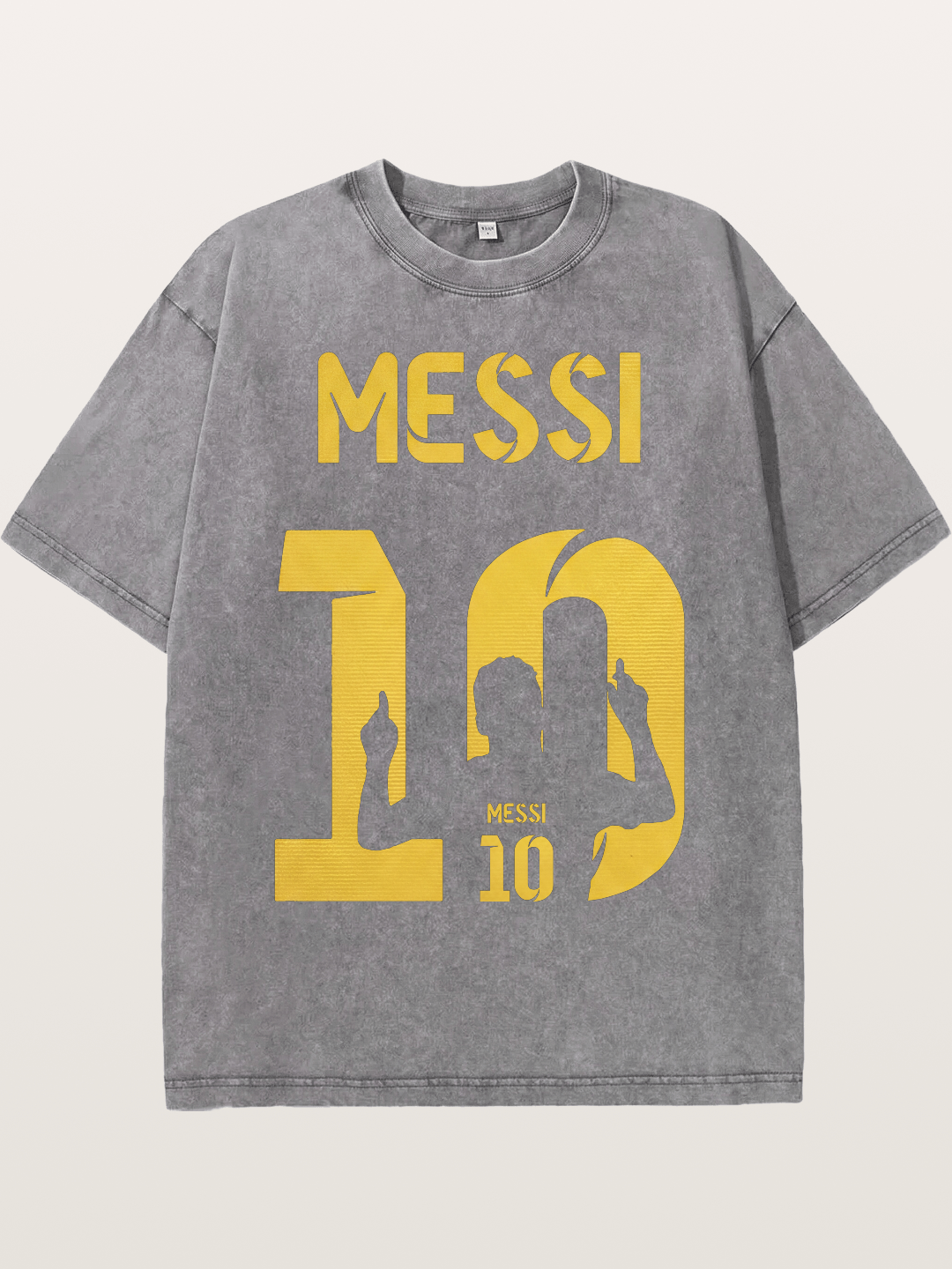 Messi No.10 Gold Silhouette Washed T-shirt