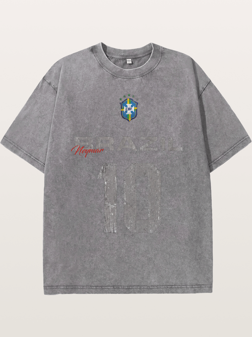 Brazil Neymar 10 Vintage Washed T-shirt