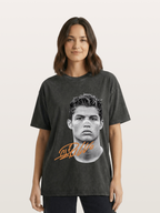 Cristiano Ronaldo Black White Portrait Washed T-shirt