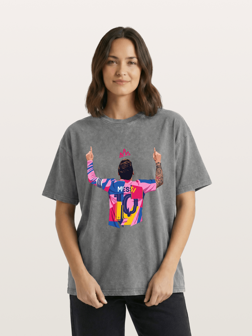 Messi No.10 Celebration Pose Washed T-shirt