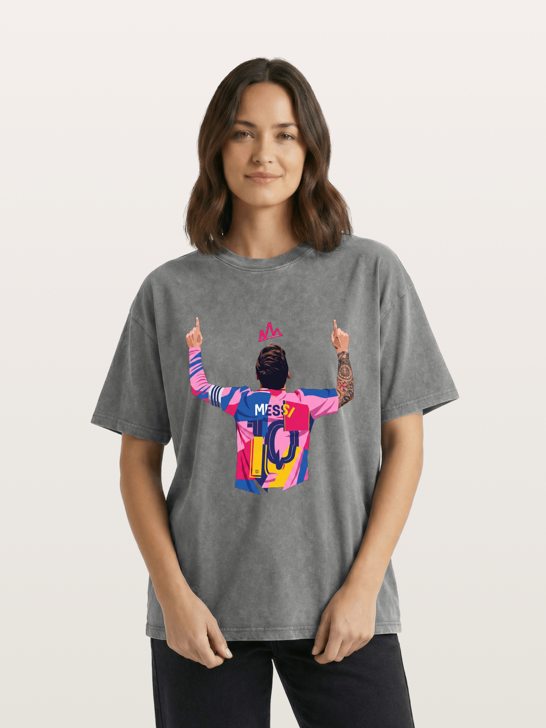 Messi No.10 Celebration Pose Washed T-shirt