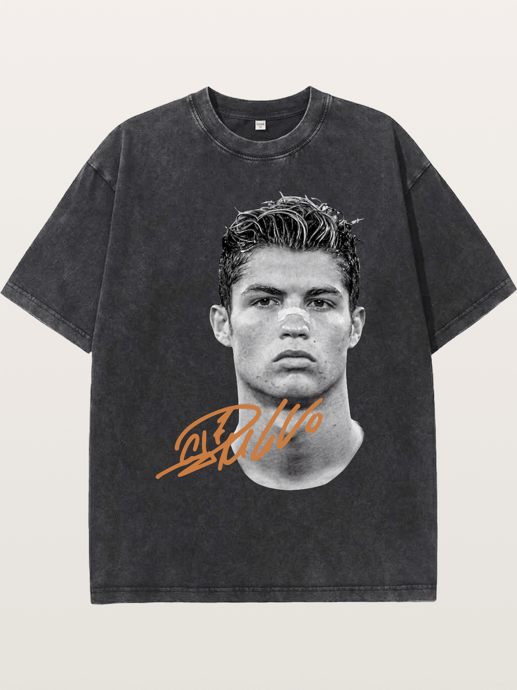 Cristiano Ronaldo Black White Portrait Washed T-shirt