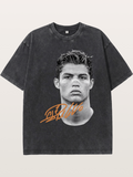 Cristiano Ronaldo Black White Portrait Washed T-shirt