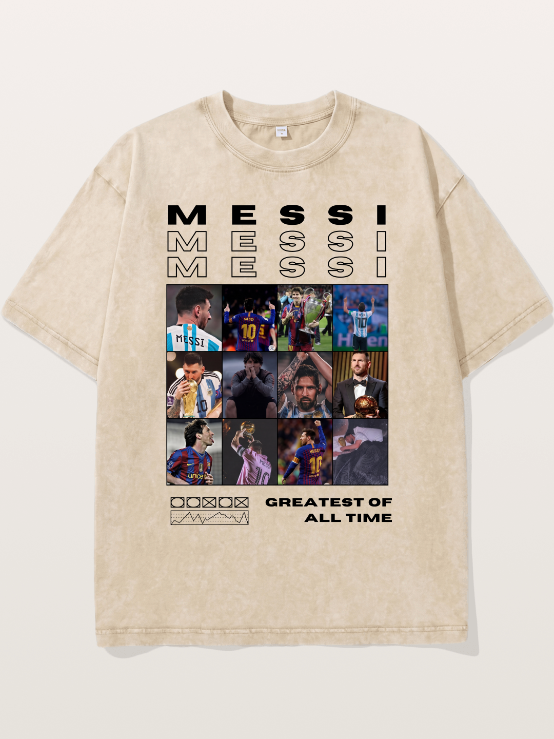 Messi Greatest of All Time Montage Washed T-shirt