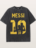 Messi No.10 Gold Silhouette Washed T-shirt