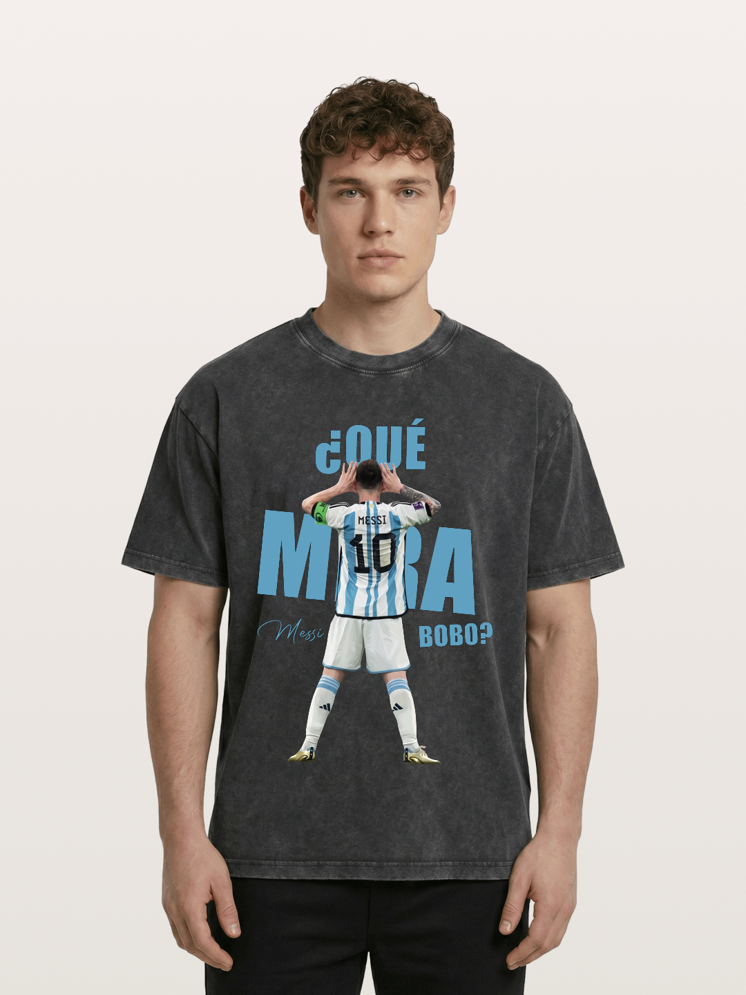 Messi ?Qu¡§| Mir¡§¡é Bobo Argentin Washed T-shirt