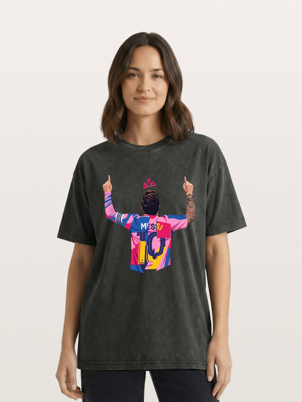 Messi No.10 Celebration Pose Washed T-shirt