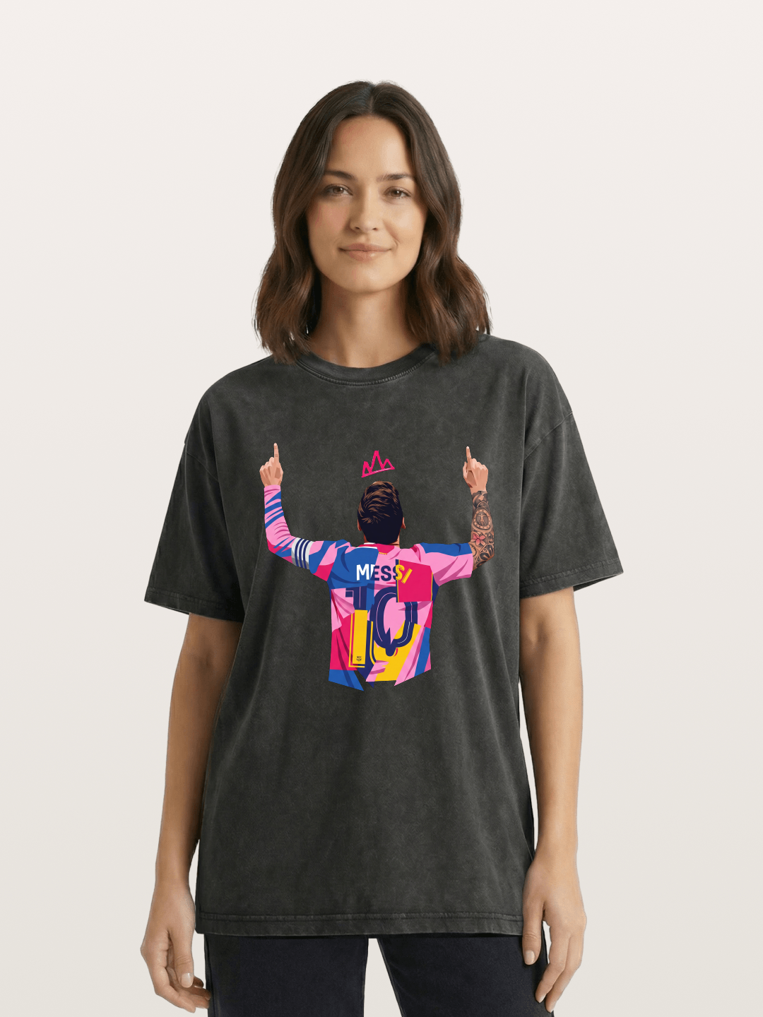 Messi No.10 Celebration Pose Washed T-shirt