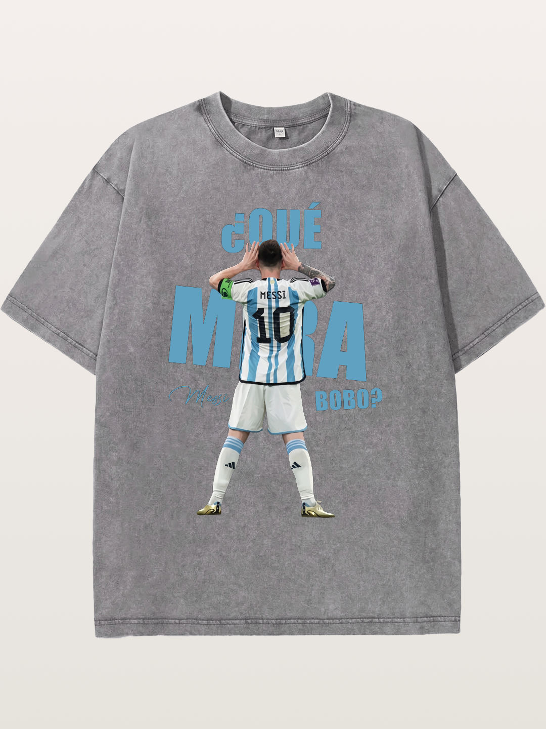 Messi ?Qu¡§| Mir¡§¡é Bobo Argentin Washed T-shirt