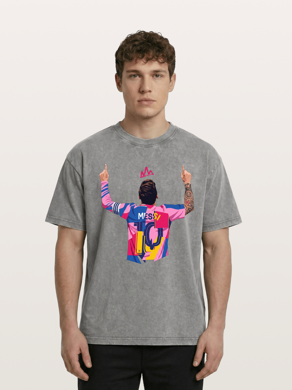 Messi No.10 Celebration Pose Washed T-shirt