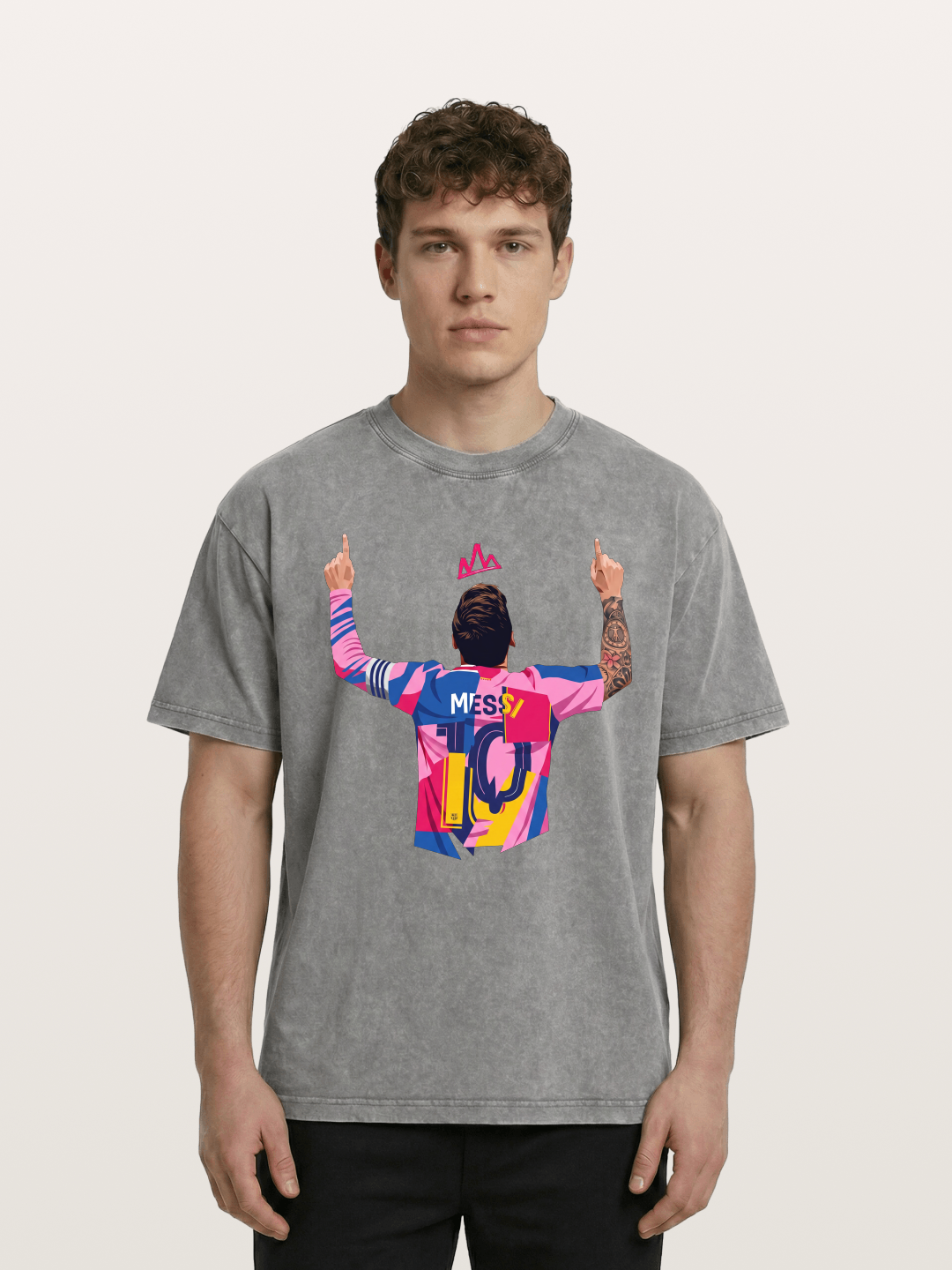 Messi No.10 Celebration Pose Washed T-shirt