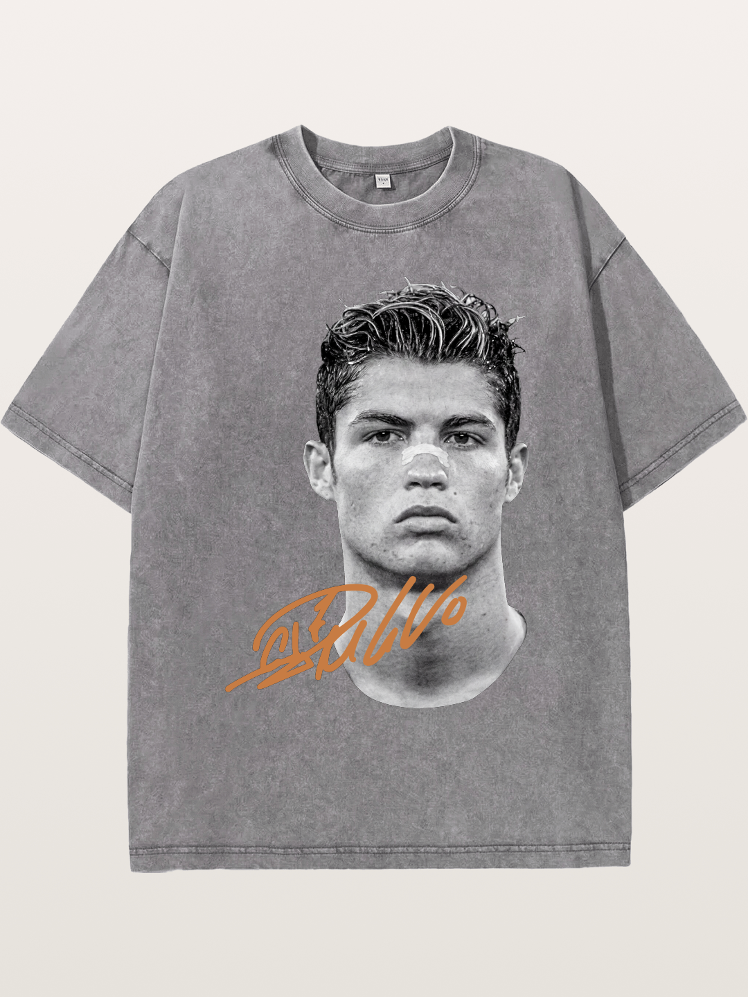 Cristiano Ronaldo Black White Portrait Washed T-shirt