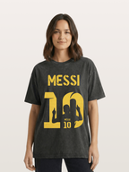 Messi No.10 Gold Silhouette Washed T-shirt